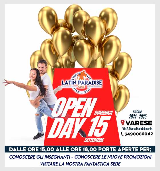 Segna la data! Domenica 15 settembre vi aspettiamo al Latin Paradise Club di Varese per un evento imperdibile: l'Open Day della nuova stagione!